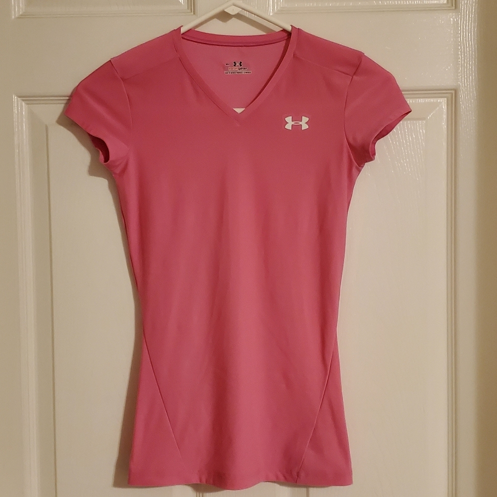 Bright Pink Under Armour Small Heat Gear Top